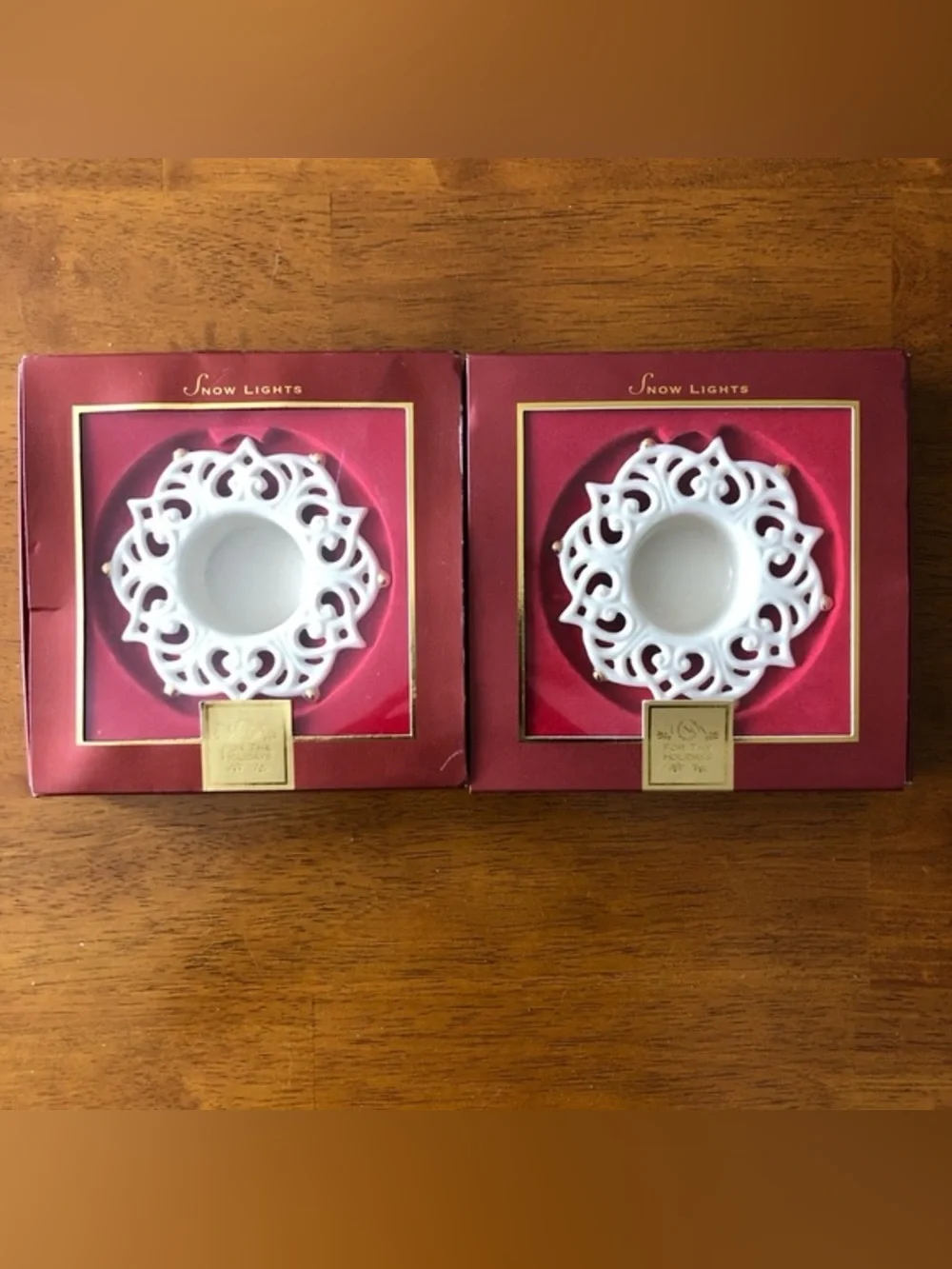 Lenox Snow Lights Sparkle Votive Porcelain Candle Holders Set of 2 Vintage